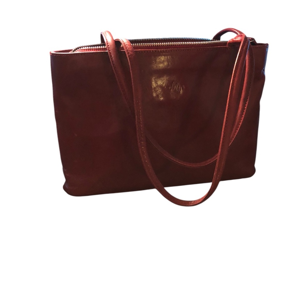 Monsac Deep Red Leather Tote